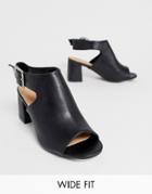 Simply Be Extra Wide Darcy Peep Toe Ankle Boots In Black - Black