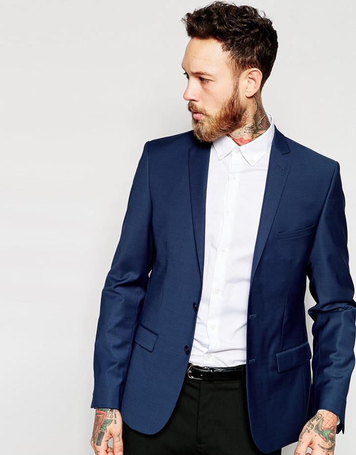 Asos Skinny Suit Jacket - Navy