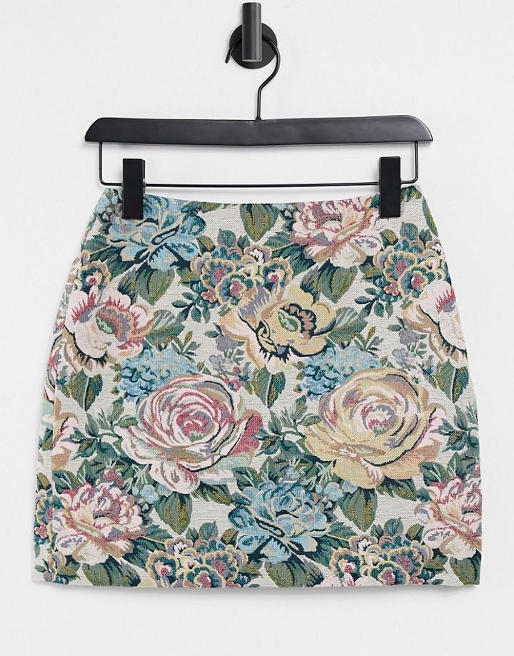 & Other Stories Organic Blend Cotton Floral Jacquard Mini Skirt In Multi - Part Of A Set