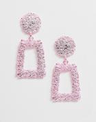 Asos Design Earrings In Square Shape In Pink - Pink