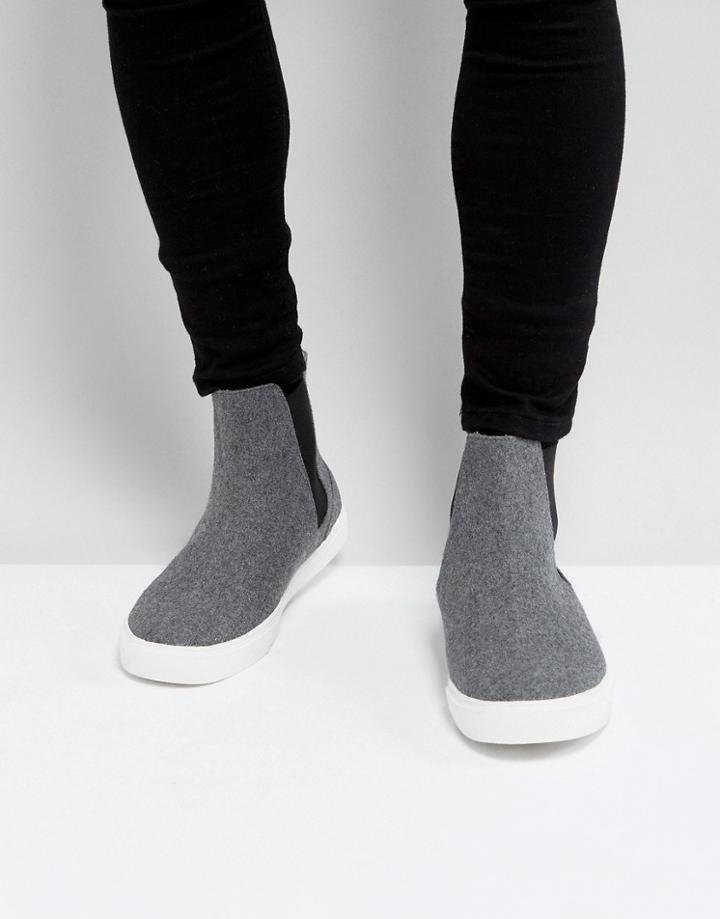 Asos Chelsea Sneakers In Gray Warm Handle - Gray