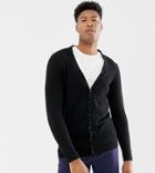 Asos Design Tall Cotton Cardigan In Black - Black