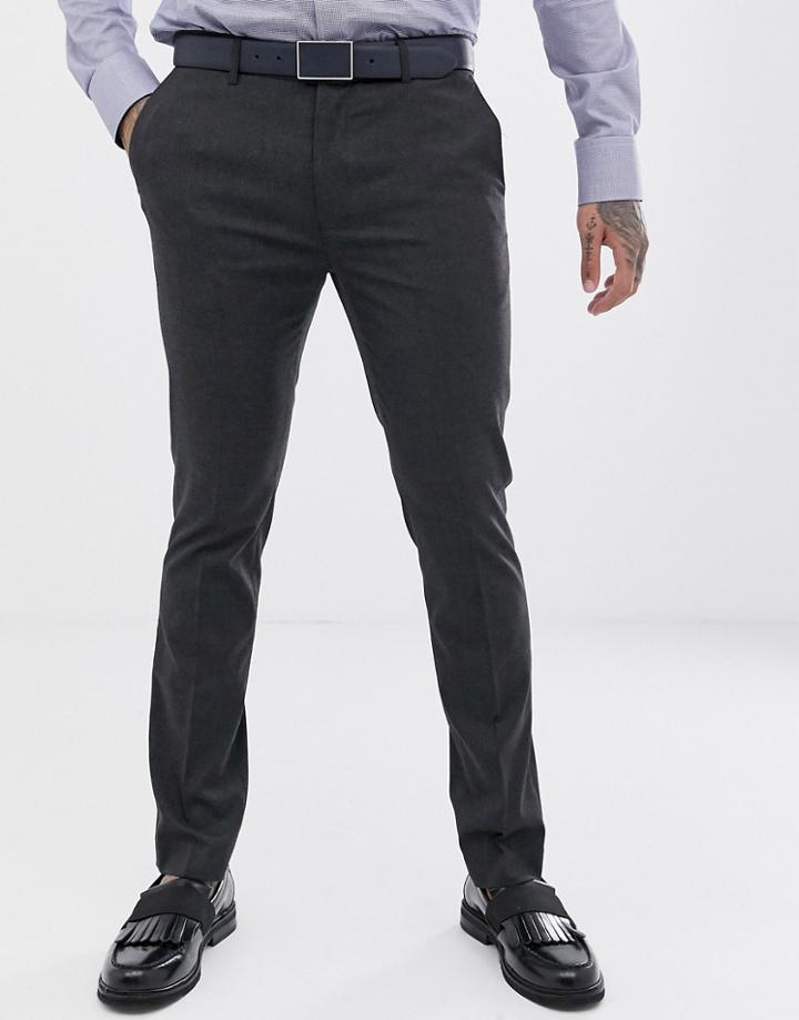 Topman Skinny Smart Pants In Gray-grey