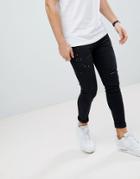 Good For Nothing Muscle Fit Jeans In Black With Distressing - Black