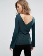 Asos Sweater With Cross Back In Rib - Green