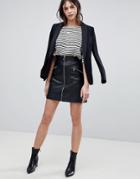 Lab Leather Skirt With Exposed Zip - Black