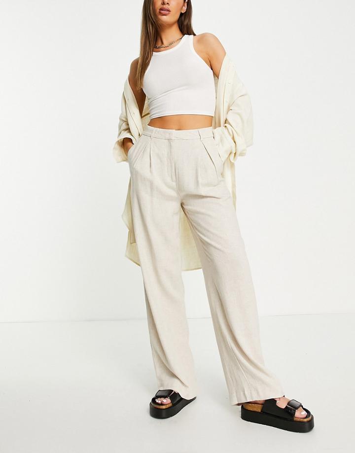 Weekday Wide Leg Pants In Beige-neutral