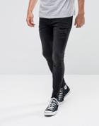 11 Degrees Super Skinny Jeans In Black With Distressing - Black