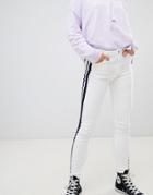 Pull & Bear Contrast Side Stripe Jeans In White - White