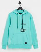 Caterpillar All Over Acid Logo Print Hoodie In Mint-green