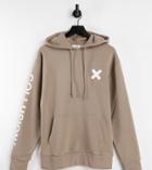 Collusion Unisex Organic Cotton Logo Hoodie In Light Brown