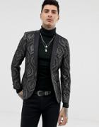 Twisted Tailor Blazer In Black Lace - Black