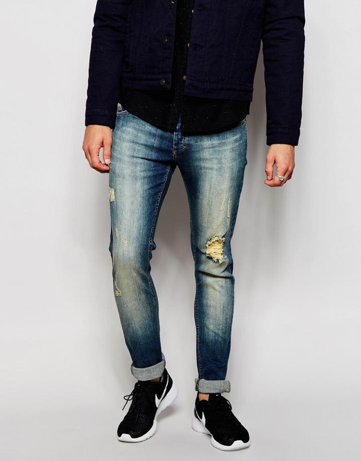 Loyalty & Faith Distressed Skinny Jean Tint Wash - Blue
