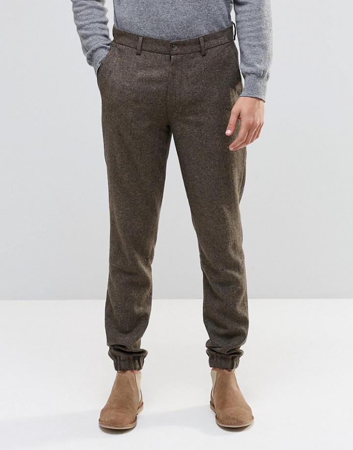 Asos Skinny Smart Heritage Jogger In Khaki - Khaki
