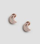 Astrid & Miyu 18k Rose Gold Plated Crystal Pave Moon Stud Earrings - Gold