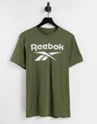Reebok Graphic Series Big Logo T-shirt In Army Green