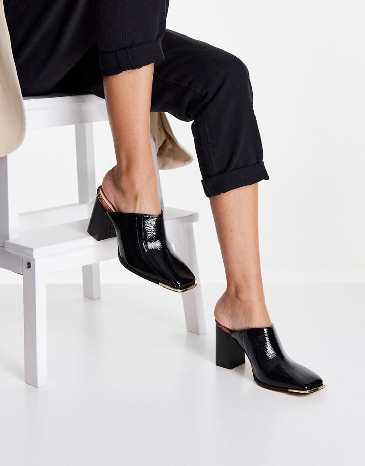 River Island Square Toe Mule In Black