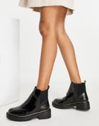 New Look Gold Trim Chunky Chelsea Boots In Black