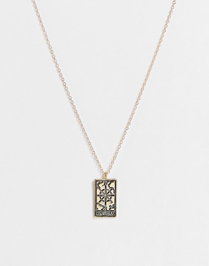 Svnx Pendant Necklace In Gold With Black Details