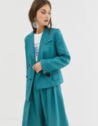 Asos White Asymmetric Suit Jacket - Green