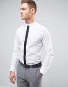 Selected Homme Slim Grandad Shirt With Contrast Placket - White