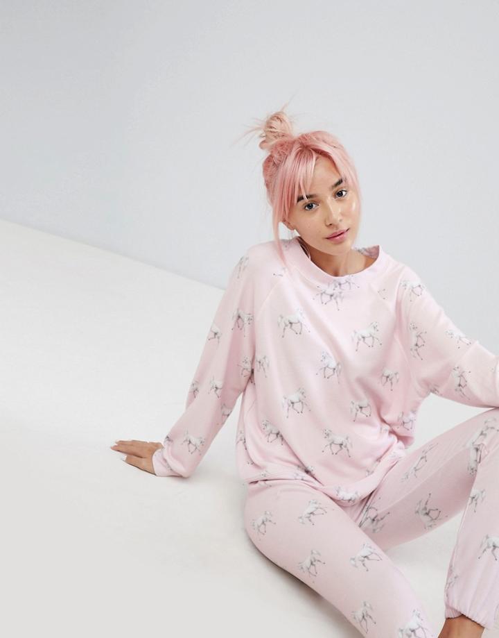 Wildfox Unicorn Print Lounge Sweatshirt - Multi