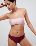 Missguided Textured Bandeau Bikini Top - Pink