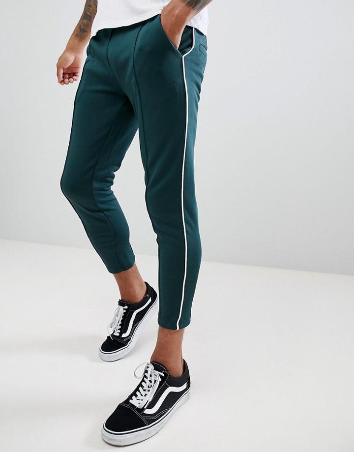 Only & Sons Tapered Track Pant With Side Stripe - Green