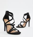 New Look Wide Fit Multi Strap High Heeled Sandal-black