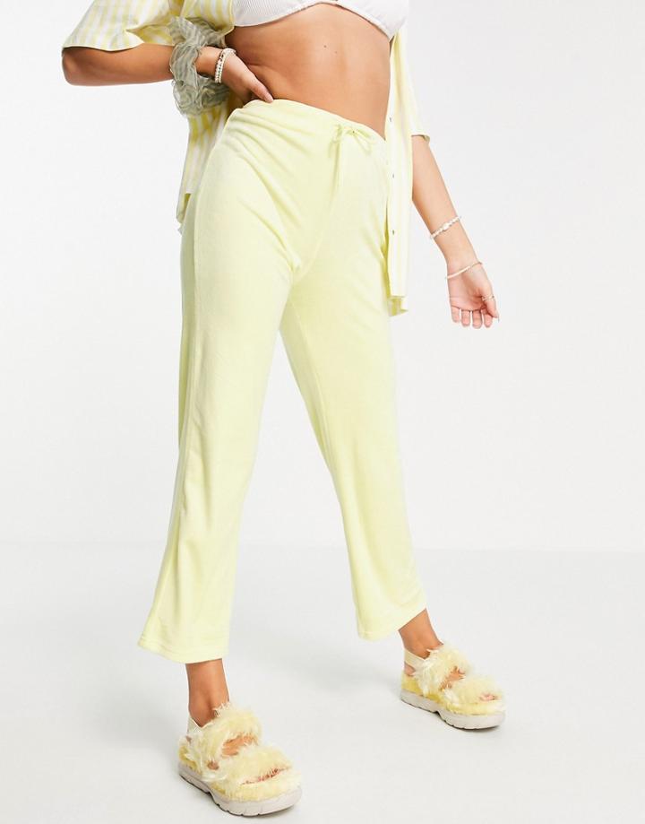 Monki Joy Mix & Match Coordinating Velour Sweatpants In Yellow