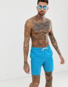 Asos Design Swim Shorts In Vivid Blue Mid Length - Blue
