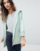 Miss Selfridge Striped Cuff Raincoat - Green