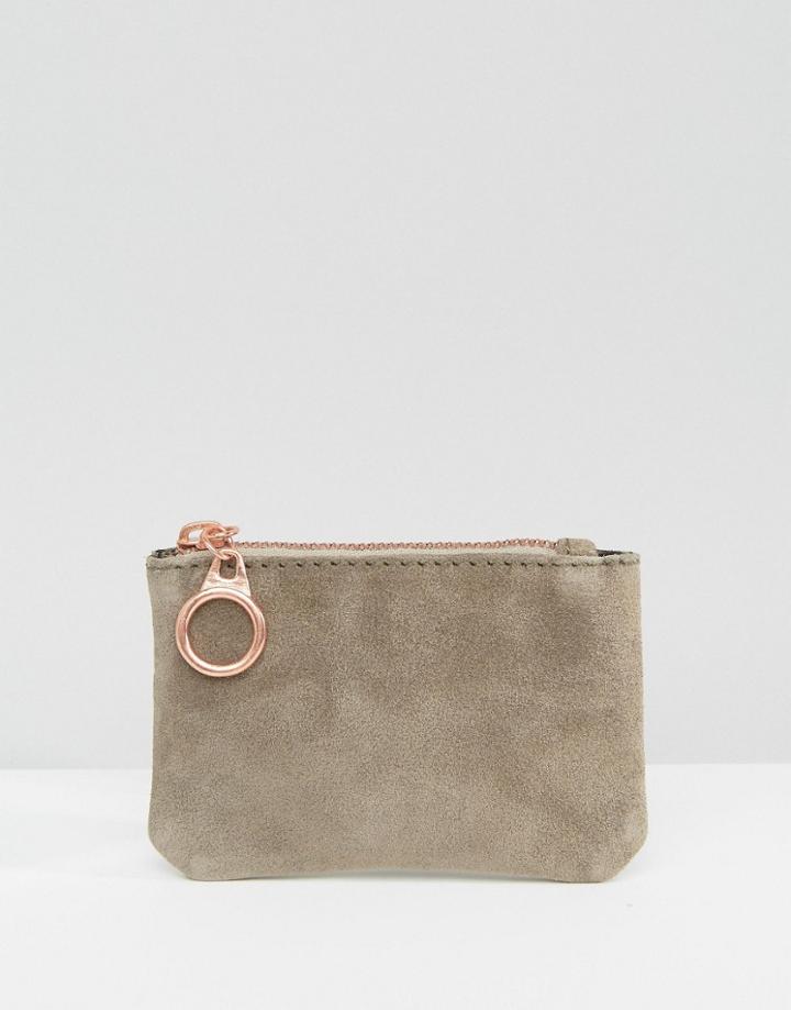 Pieces Suede Coin Purse - Gray