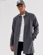 Asos Design Single Breasted Trench Coat In Linen Mix - Gray