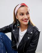 Asos Design Satin Headband In Color Block - Multi
