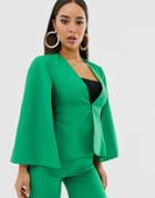 Club L London Cape Edge To Edge Jacket-green