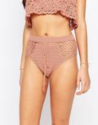 Somedays Lovin Daphne Crochet High Bikini Bottom - Peach