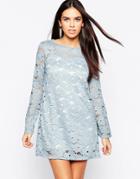 Motel Cybill Daisy Dress In Lace - Blue