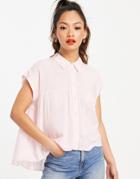 Asos Design Smock Shirt With Dipped Hem In Pink
