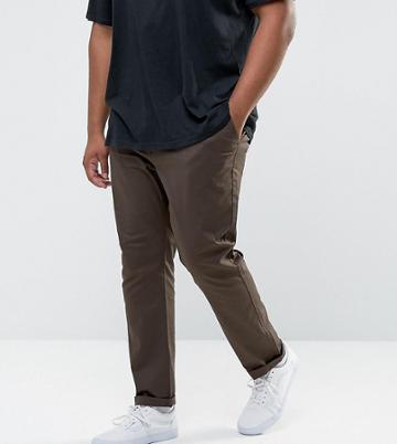 Asos Plus Slim Chinos In Brown - Brown