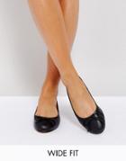 Asos Lifesaver Wide Fit Leather Ballet Flats - Black
