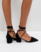 Raid Lucky Black Ankle Tie Mid Heeled Shoes - Black