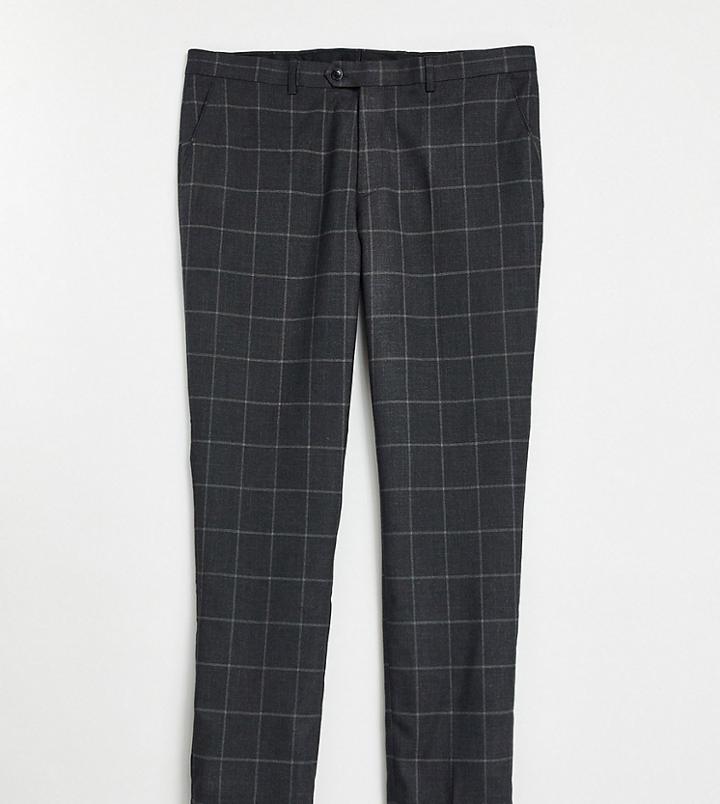 Gianni Feraud Plus Slim Fit Windowpane Check Suit Pants-green