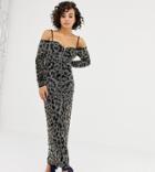 Asos Design X Laquan Smith Embellished Maxi Dress In Leopard Print - Multi