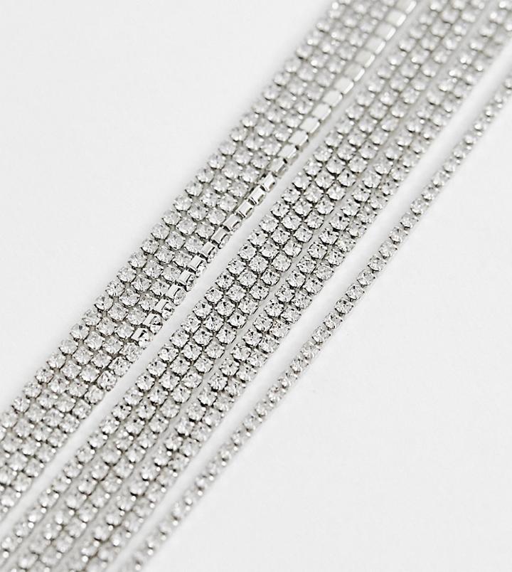Aldo Silver Rhinestone Choker Necklace - Silver