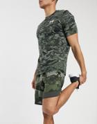 Under Armour Training Stretch Shorts In Khaki Camo-green