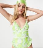Reclaimed Vintage Inspired Swimsuit With Frill Detail In Floral - Multi