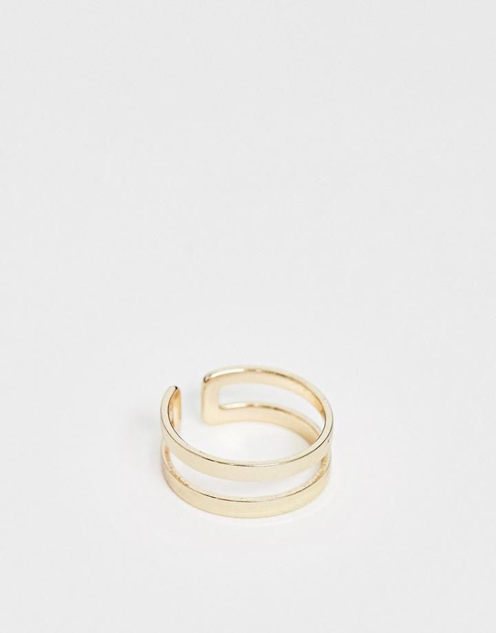 Asos Design Toe Ring In Double Row Design In Gold Tone - Gold