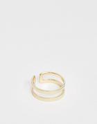 Asos Design Toe Ring In Double Row Design In Gold Tone - Gold