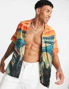 Topman Edvard Munch Scream Print Shirt In Multi